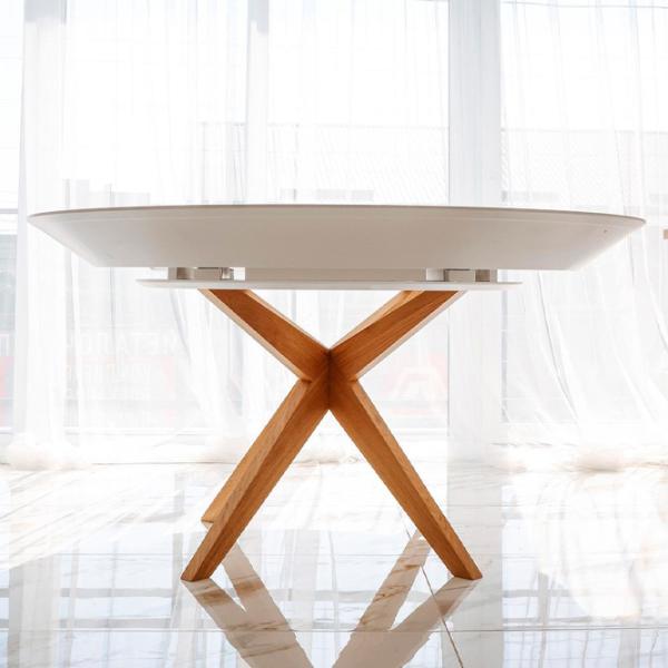 Masă de bucătărie extensibilă DecoPrim Nova Furnir Italian White+Wood Oak Leg MDF/ White photo 6