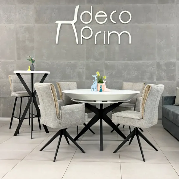 Masă de bucătărie extensibilă DecoPrim Nova Furnir White Black+Black Leg MDF/ Black photo 2 Masă de bucătărie extensibilă DecoPrim Nova Furnir White Black+Black Leg MDF/ Black photo 2