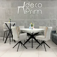 Masă de bucătărie extensibilă DecoPrim Nova Furnir White Black+Black Leg MDF/ Black photo 2