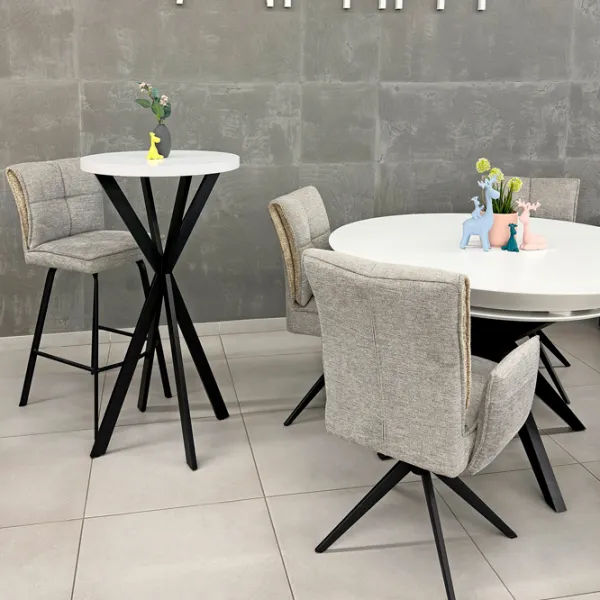 Masă de bucătărie extensibilă DecoPrim Nova Furnir White Black+Black Leg MDF/ Black photo 4 Masă de bucătărie extensibilă DecoPrim Nova Furnir White Black+Black Leg MDF/ Black photo 4