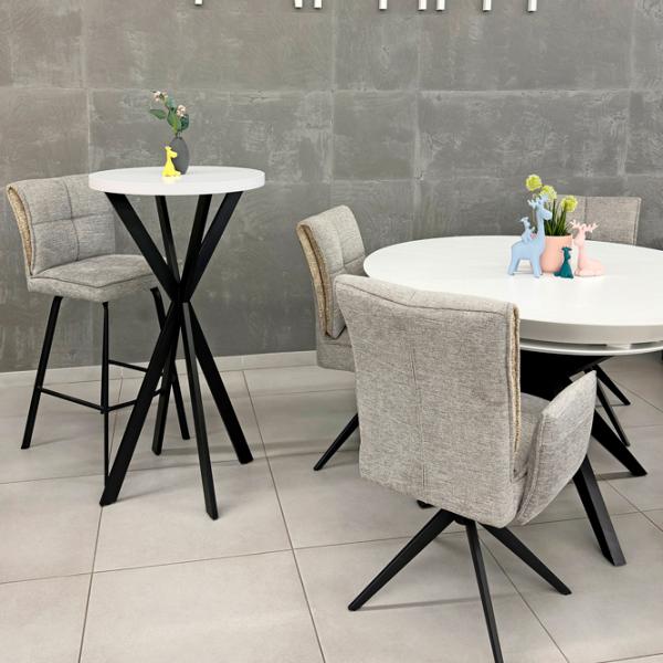 Masă de bucătărie extensibilă DecoPrim Nova Furnir White Black+Black Leg MDF/ Black photo 4 Masă de bucătărie extensibilă DecoPrim Nova Furnir White Black+Black Leg MDF/ Black photo 4