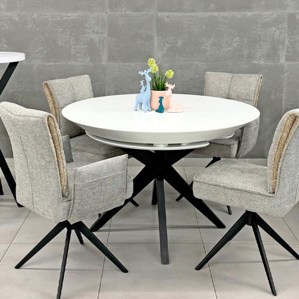Masă de bucătărie extensibilă DecoPrim Nova Furnir White Black+Black Leg MDF/ Black photo 5 Masă de bucătărie extensibilă DecoPrim Nova Furnir White Black+Black Leg MDF/ Black photo 5
