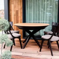 Masă de bucătărie extensibilă DecoPrim Nova Furnir Black Top+Black Leg MDF/ Black photo 8