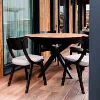 Masă de bucătărie extensibilă DecoPrim Nova Furnir Black Top+Black Leg MDF/ Black photo 9