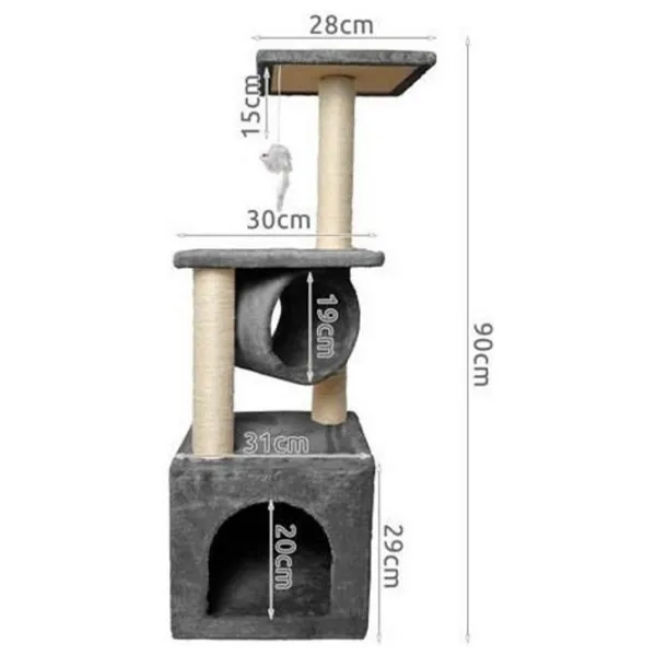 Когтеточка для кошек Malatec Cat Tree Tower 9480 Напольная/ Серый photo 2