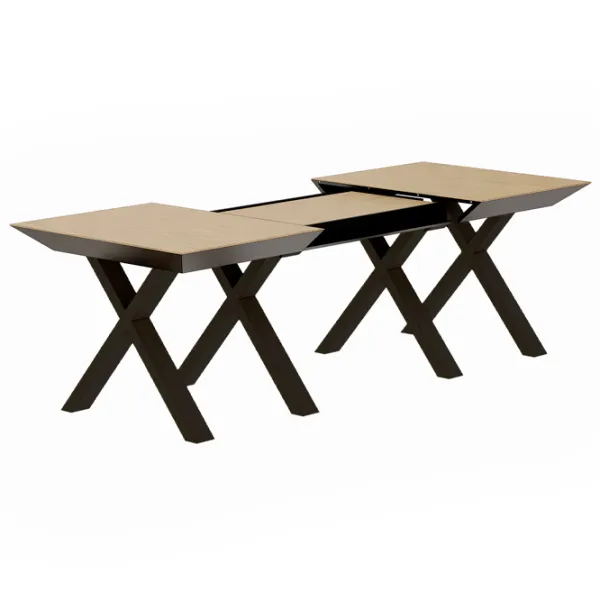 Masă de bucătărie extensibilă DecoPrim Madrid Natural Wood+Black Legs MDF/ Brown photo 5 Masă de bucătărie extensibilă DecoPrim Madrid Natural Wood+Black Legs MDF/ Brown photo 5