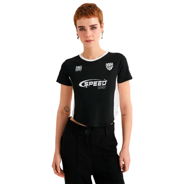 Футболка для женщин Koton 4SAL10664IK 100% хлопок/ Черный photo 2