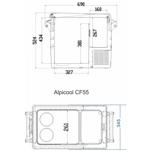 Автохолодильник Alpicool CF55 55 л/ Электронное/ 60 Вт/ Серый photo 6
