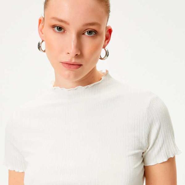 Tricou pentru femei Koton 4SAK50604EK 94% viscoză/ White photo 2 Tricou pentru femei Koton 4SAK50604EK 94% viscoză/ White photo 2