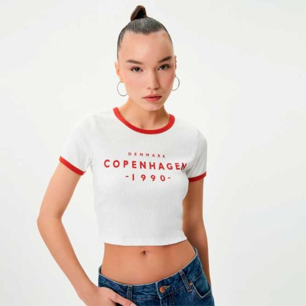 Футболка для женщин Koton 4SAL10165IK 4 % Эластан/ Белый photo 2