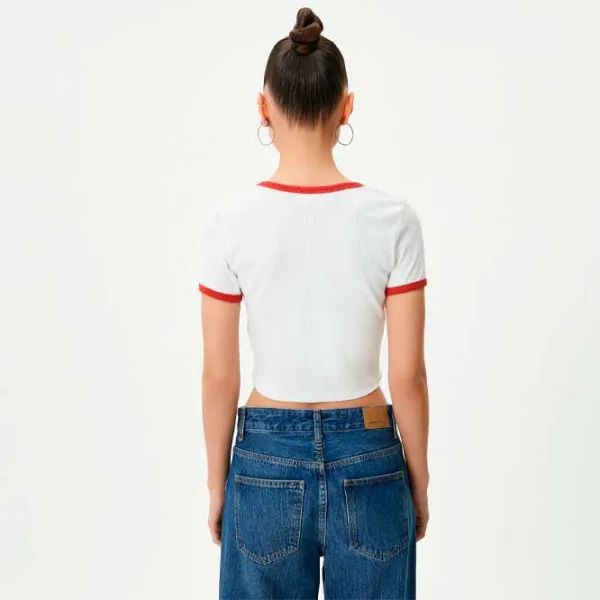 Tricou pentru femei Koton 4SAL10165IK 4 % Elastan/ White photo 4