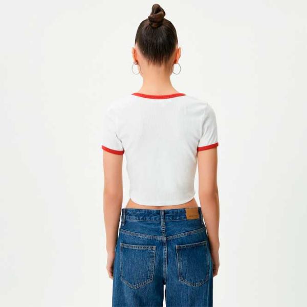 Tricou pentru femei Koton 4SAL10165IK 4 % Elastan/ White photo 4