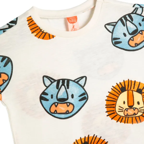 Tricou pentru băieți Koton 4SMB10011TK 104/ Ecru photo 3