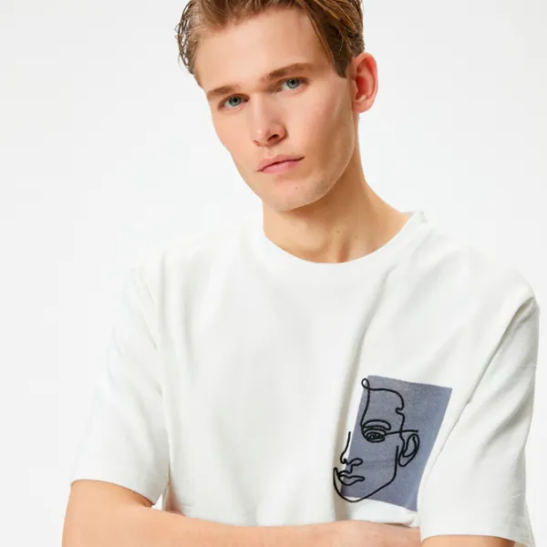 Tricou pentru bărbați Koton 4SAM10034HK 100% bumbac/ White photo 4 Tricou pentru bărbați Koton 4SAM10034HK 100% bumbac/ White photo 4