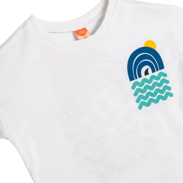 Tricou pentru băieți Koton 4SMB10149TK 80 / Ecru photo 3