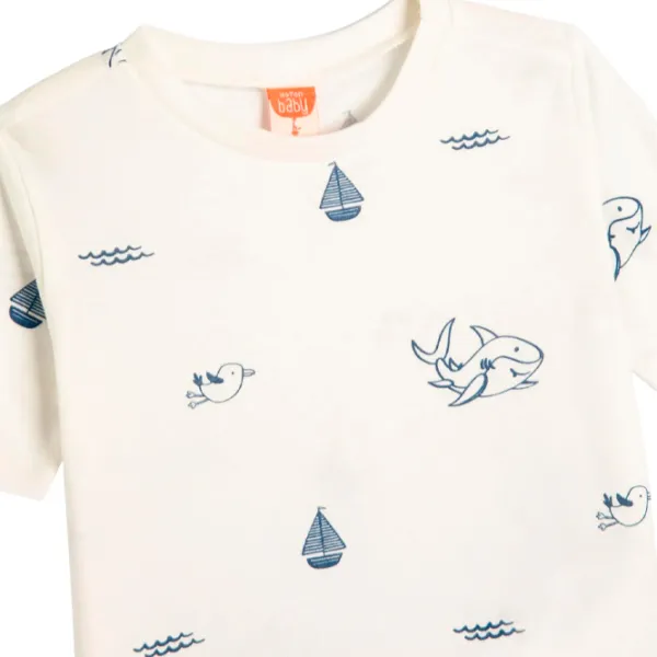 Tricou pentru băieți Koton 4SMB10026TK 80/ Ecru photo 3