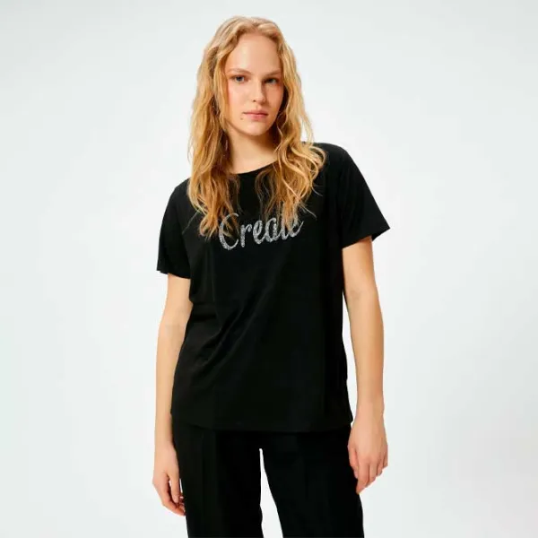 Tricou pentru femei Koton 4SAK50175EK 35% viscoză/ Black photo 2