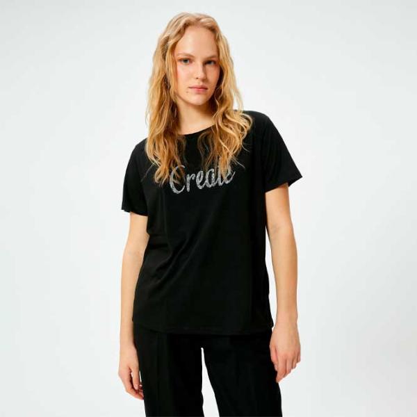 Tricou pentru femei Koton 4SAK50175EK 35% viscoză/ Black photo 2