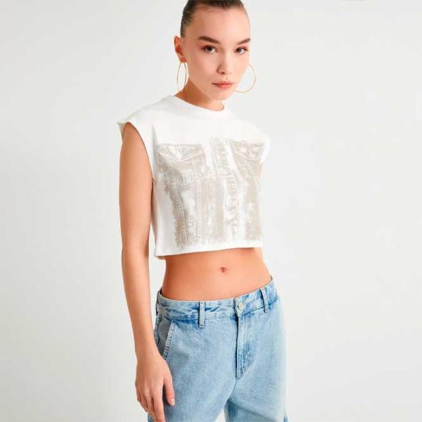 Tricou pentru femei Koton 4SAL10349IK 100% bumbac/ White photo 2