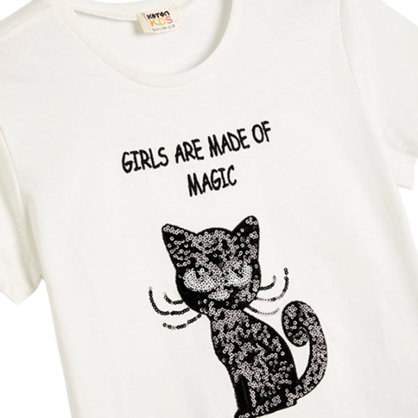 Футболка для девочек Koton 4SKG10052AK 104 - 110 см / Бежевый photo 3