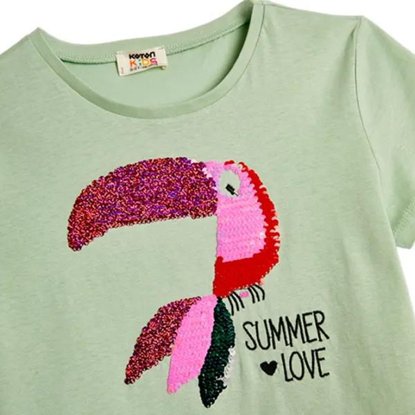 Tricou pentru fete Koton 4SKG10068AK 134 - 140 cm / Green photo 3 Tricou pentru fete Koton 4SKG10068AK 134 - 140 cm / Green photo 3