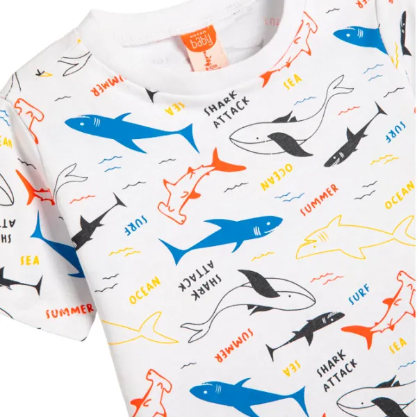 Tricou pentru băieți Koton 4SMB10178TK 80/ Ecru photo 3