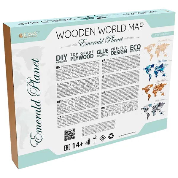Пазл 2D Ewa Toys World Map M Emerald Planet 14+/ Количество деталей: 126 photo 2