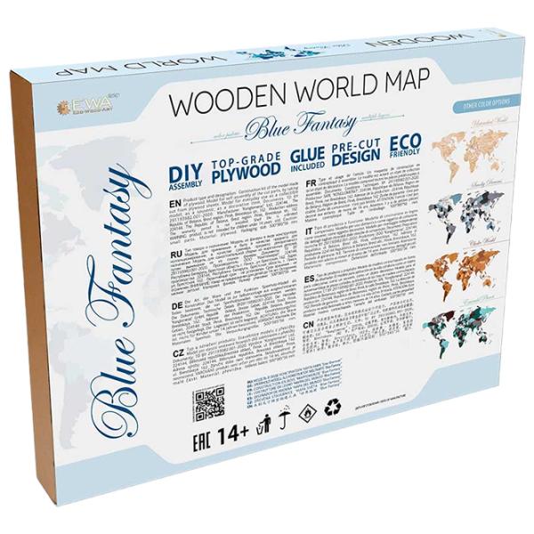 Пазл 2D Ewa Toys World Map M Blue Fantasy 14+/ Количество деталей: 126 photo 2