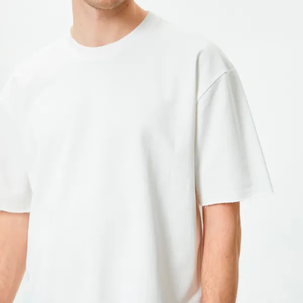 Tricou pentru bărbați Koton 4SAM10270HK 100% bumbac/ Ecru photo 5