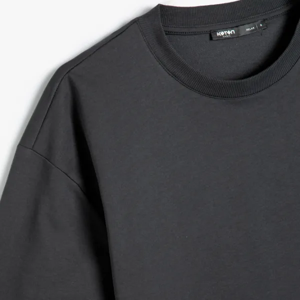Tricou pentru bărbați Koton 4SAM10270HK 100% bumbac/ Antracit photo 3
