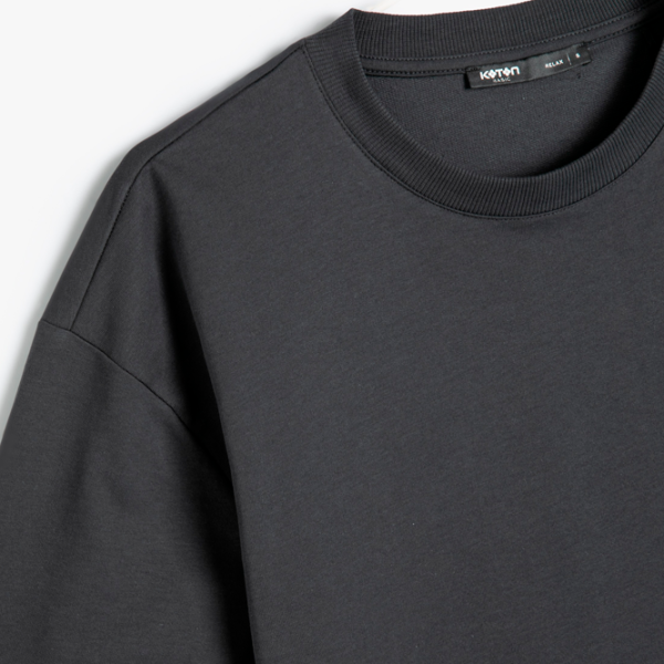 Tricou pentru bărbați Koton 4SAM10270HK 100% bumbac/ Antracit photo 3