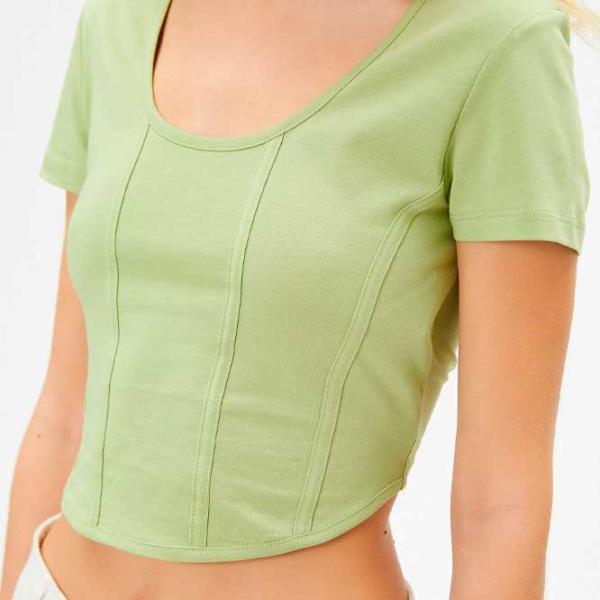 Tricou pentru femei Koton 4SAL10048IK 97% Bumbac/ Khaki photo 5