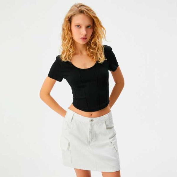 Футболка для женщин Koton 4SAL10048IK 97% Хлопок/ Черный photo 2