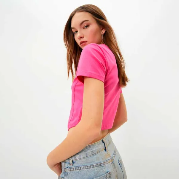 Tricou pentru femei Koton 4SAL10048IK 97% Bumbac/ Fuchsia photo 2