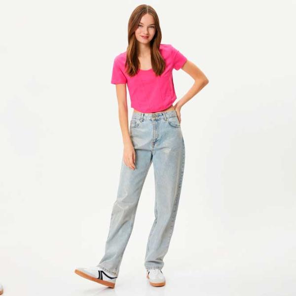 Футболка для женщин Koton 4SAL10048IK 97% Хлопок/ Фуксия photo 3