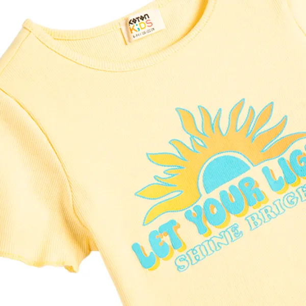 Tricou pentru fete Koton 4SKG10218AK 110 - 116 cm / Yellow photo 3 Tricou pentru fete Koton 4SKG10218AK 110 - 116 cm / Yellow photo 3