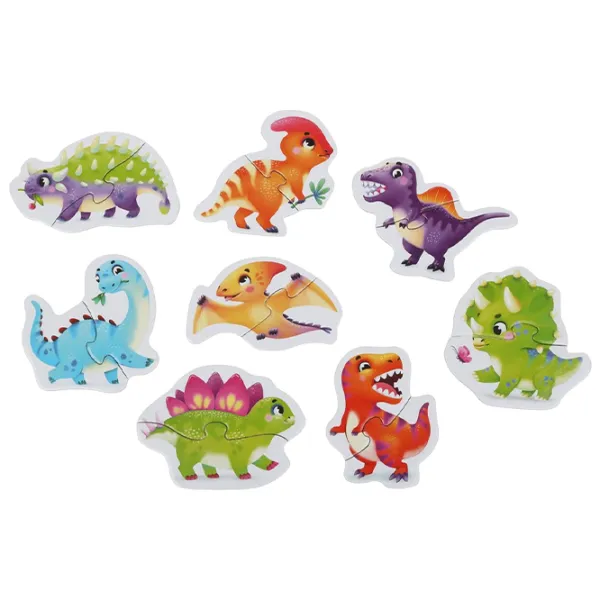 Set de puzzle-uri Puzzlika Dinozauri fericiți 2+/ Numărul de piese: 16 photo 2