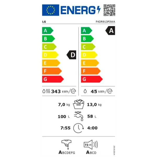 Mașină de spălat LG F4WR913P3WA 13 kg / 1400 rpm / White photo 11