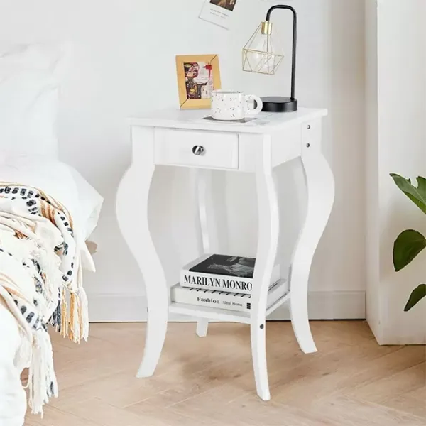 Тумбочки Costway HW66939WH-2 65.5см x 38см x 38см/ МДФ/ White photo 2 Тумбочки Costway HW66939WH-2 65.5см x 38см x 38см/ МДФ/ White photo 2