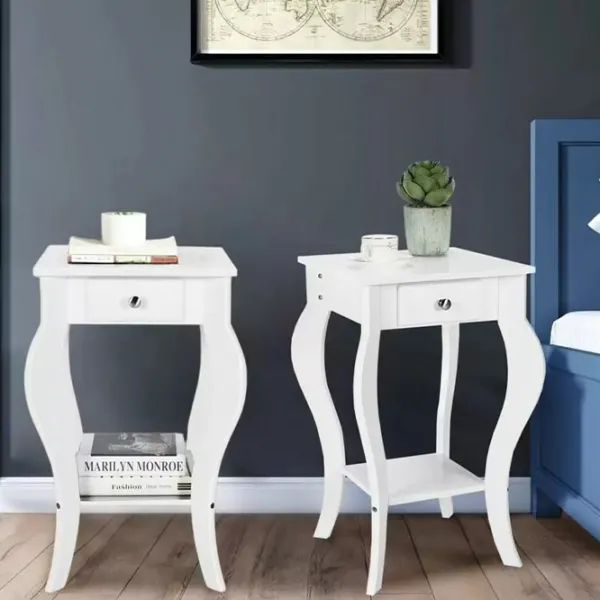Тумбочки Costway HW66939WH-2 65.5см x 38см x 38см/ МДФ/ White photo 4 Тумбочки Costway HW66939WH-2 65.5см x 38см x 38см/ МДФ/ White photo 4