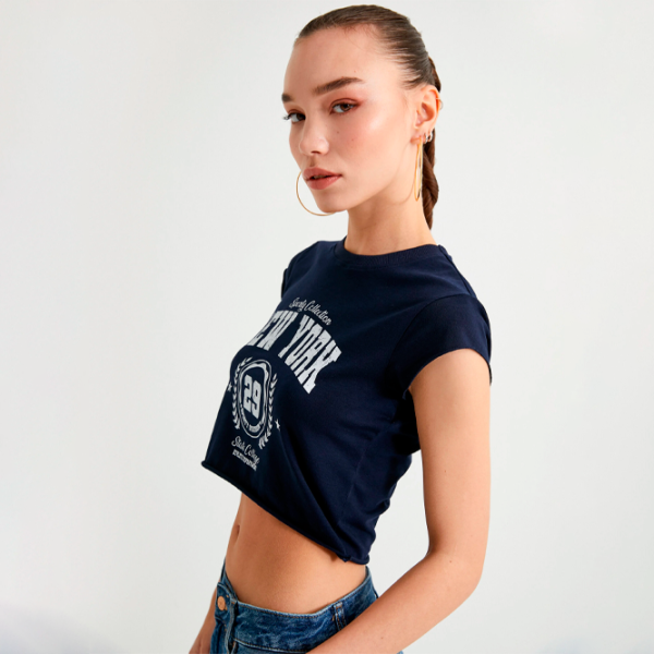 Tricou pentru femei Koton 4SAL10607IK 96 % Bumbac/ Navy photo 2