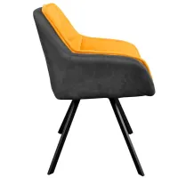 Scaun de bucătărie DecoPrim Linen Stofă, ECO piele/ Yellow Gray photo 2
