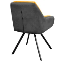 Scaun de bucătărie DecoPrim Linen Stofă, ECO piele/ Yellow Gray photo 3