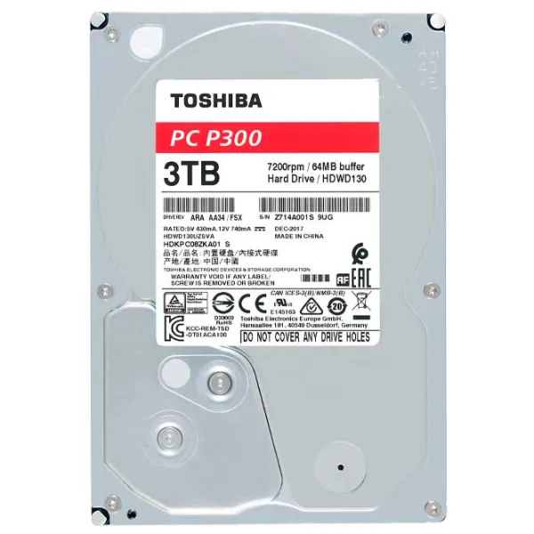HDD Toshiba P300 3 ТБ HDWD130UZSVA/ Серебристый photo 4