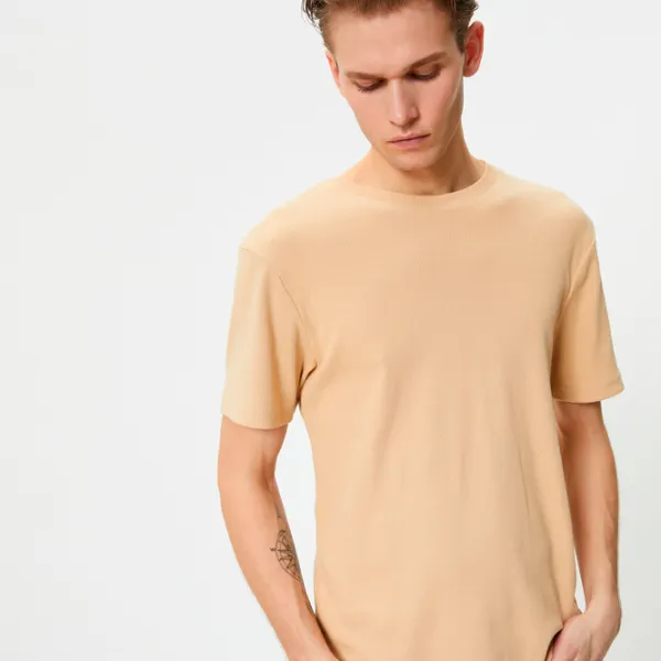 Tricou pentru bărbați Koton 4SAM10272HK 96% Bumbac/ Beige photo 3