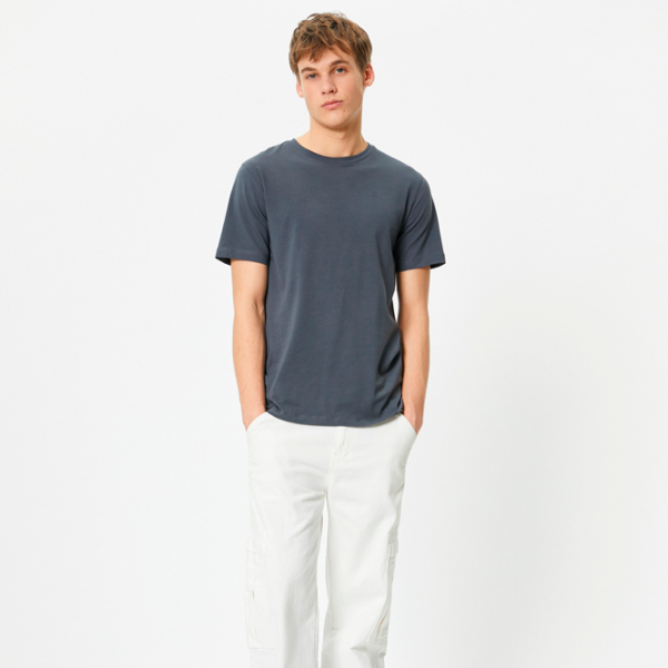 Tricou pentru bărbați Koton 4SAM10035HK 4% elastan/ Antracit photo 3