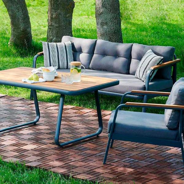 Set mobilă terasă Dogtas Garden LOUNGE Aluminiu/ Lemn/ Stofă/ Gray photo 7