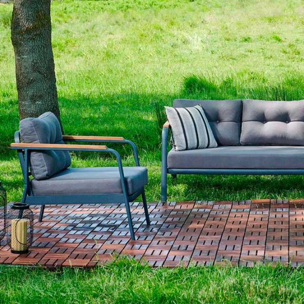 Set mobilă terasă Dogtas Garden LOUNGE Aluminiu/ Lemn/ Stofă/ Gray photo 8
