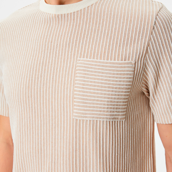 Футболка для мужчин Koton 4SAM10280HK 2% вискоза/ Beige Stripe photo 5