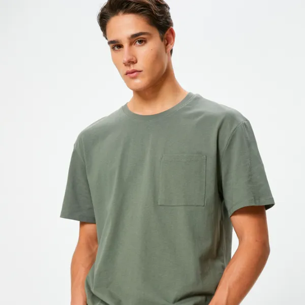 Tricou pentru bărbați Koton 4SAM10741HK 100% bumbac/ Antracit photo 4